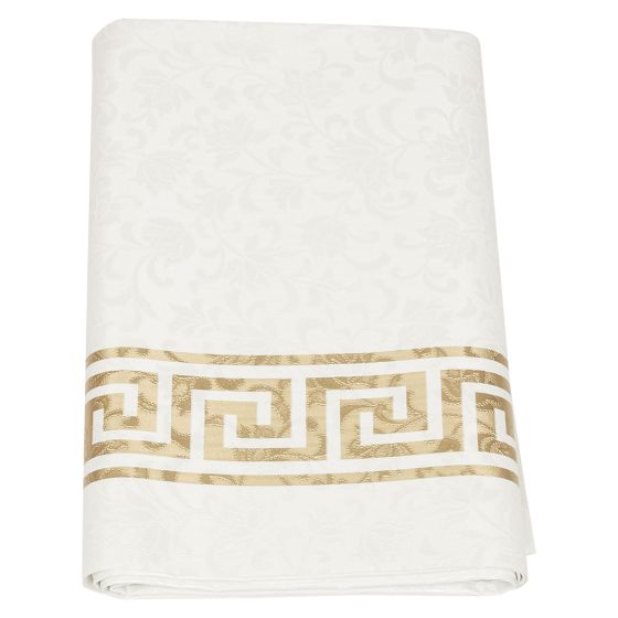 Voksduk Damask med bord Hvit-gull