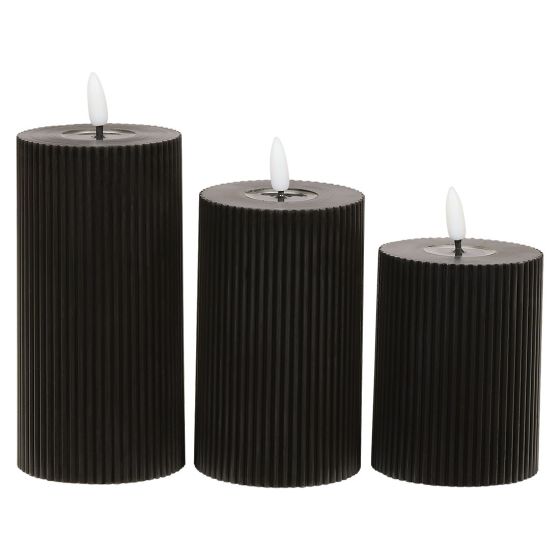 Led kubbelyssett 3stk Stripes Svart