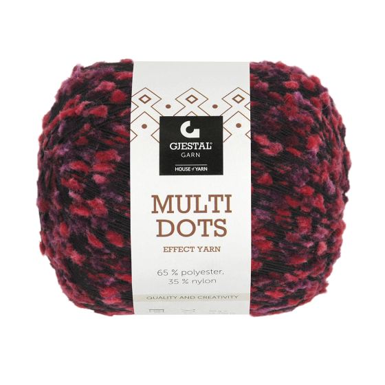 Multi dots garnnøste rød/lilla