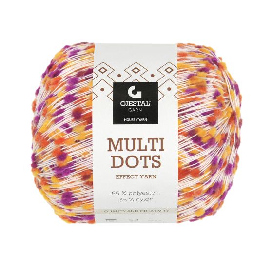 Multi dots garnnøste purpur/oransje/gul