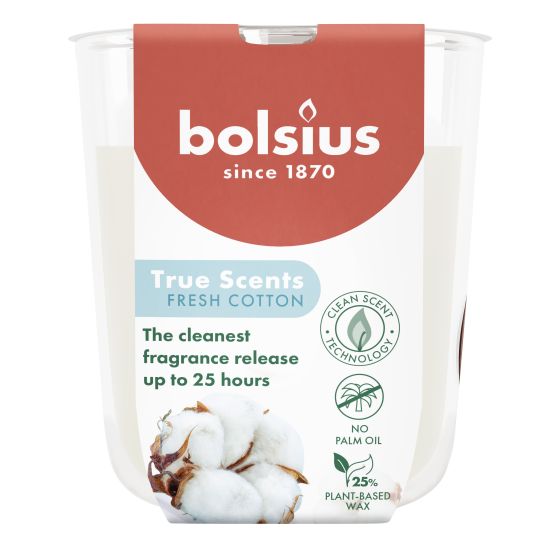 True Scent duftelys i glass 8x7,3cm  Fresh cotton