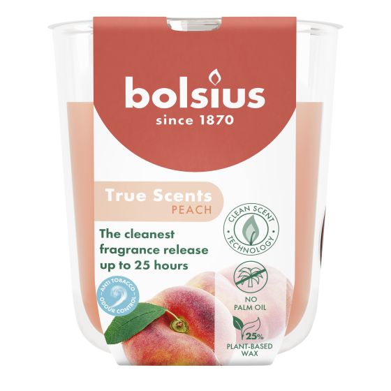 True Scent duftelys i glass 8x7,3cm  Peach