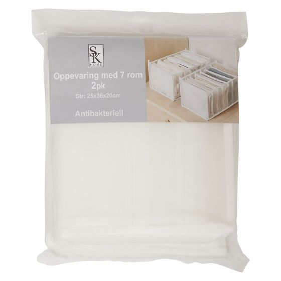 Oppevaring med 7rom 2pk Antibakteriell Microban 25cm Hvit