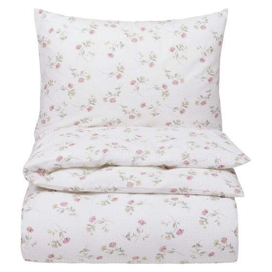 Krepp sengesett 140x200 Milla Hvit-rosa