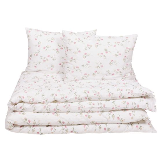 Krepp sengesett 200x220 Milla Hvit-rosa