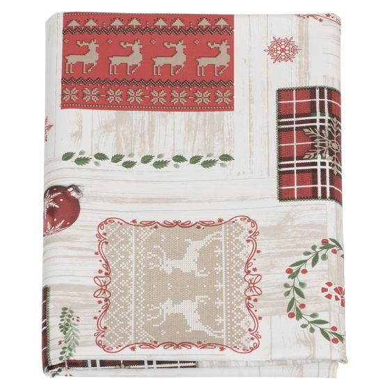 Voksduk Julebord Hvit-multi.
