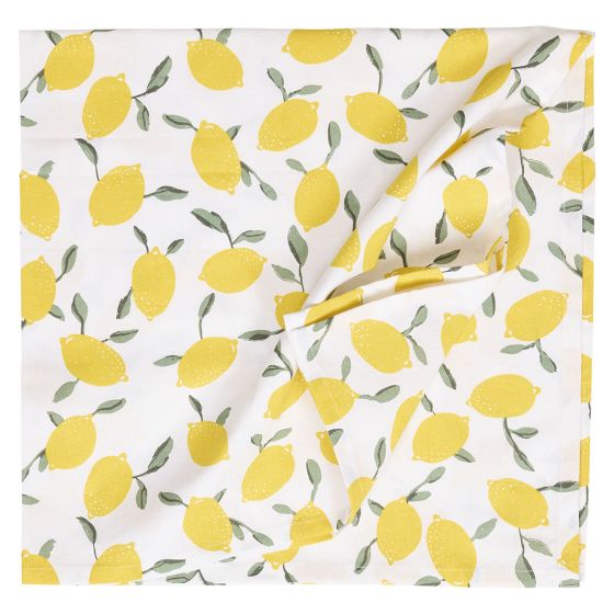 Limone bordduk 90x90 Hvit-gul