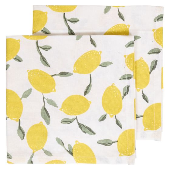 Limone tøyserviett 2pk. Hvit-gul