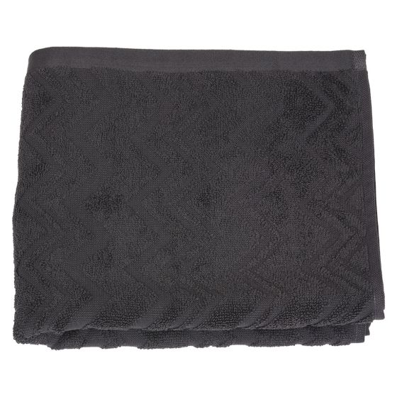 Zig Zag ensfarget håndkle 30x30 Mørkegrå