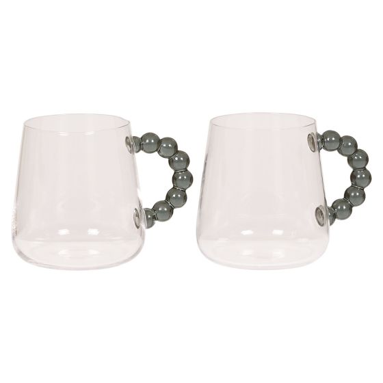 Krus med hank 2pk Pearls Grå
