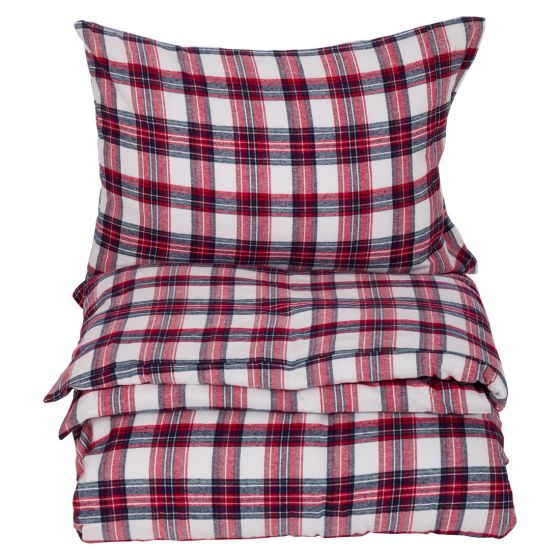 Sengesett flanell Hygge 140x200 Rødrutet