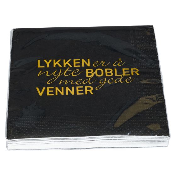 Serviett med tekst 12pk Sort