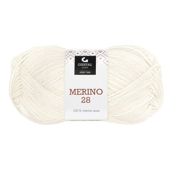 Merino 28 50gr garnnøste 102 - Hvit