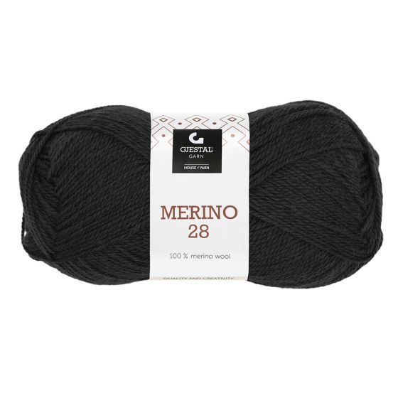 Merino 28 50gr garnnøste 103 - Sort