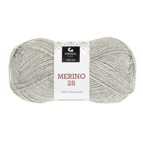 Merino 28 50gr garnnøste 104 - Lys grå melert