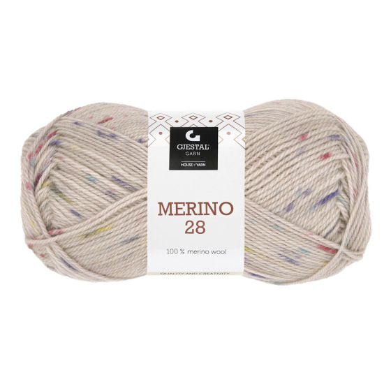 Merino 28 multi 50gr garnnøste 125 - Grå lollipop multi