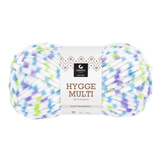 Hygge Multi 100gr garnnøste 6403 - Grønn/lilla/blå dots