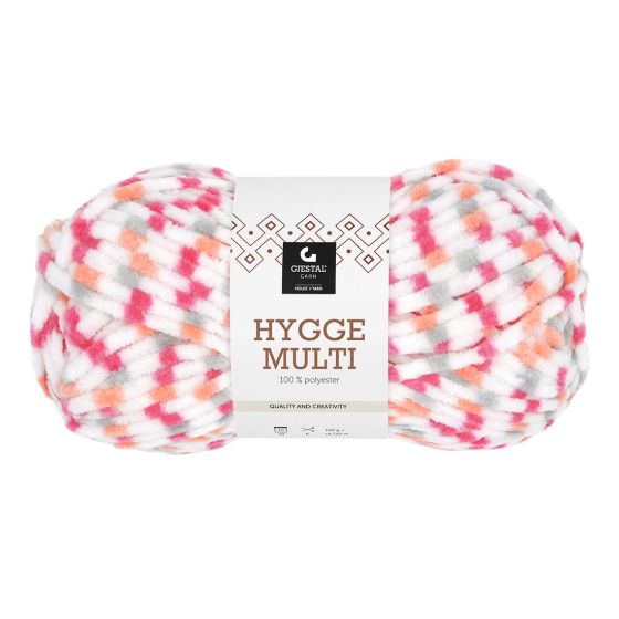 Hygge Multi 100gr garnnøste 6404 - Oransje/rød/grå dots