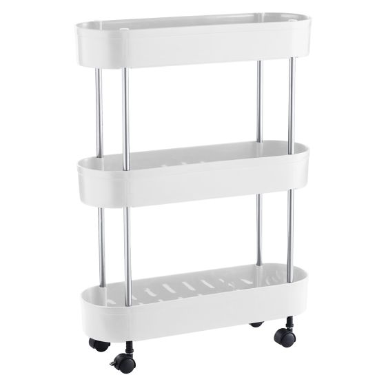 Rullebord 3 etg smalt  46,3x15x63cm Hvit
