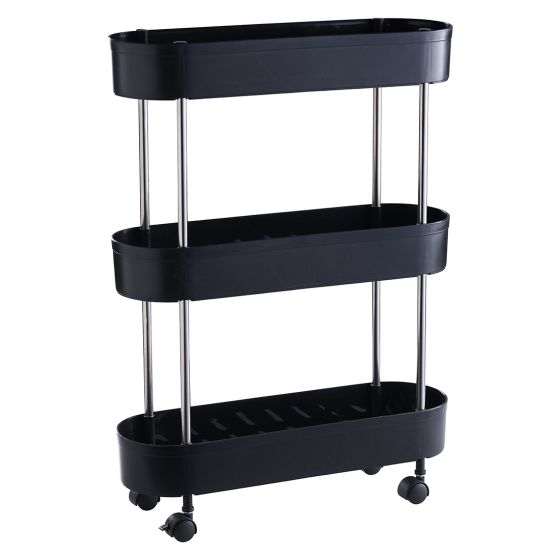 Rullebord 3 etg smalt 46,3x15x63cm Sort