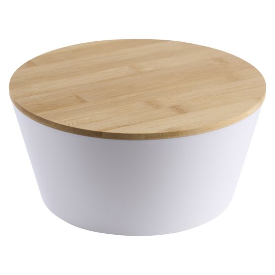 Salatskål med bambus lokkdia 25cm Hvit