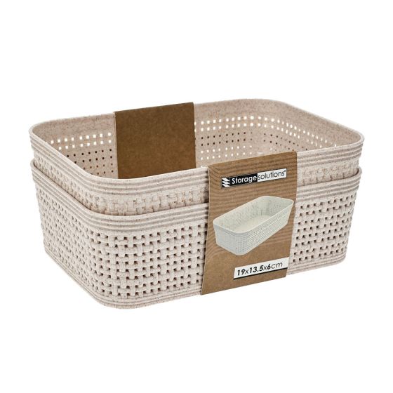 Plast kurv 2pk 19x13,5cm Eline Krem