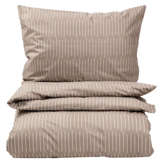 Sengesett Glatt Striper 140x200 Beige