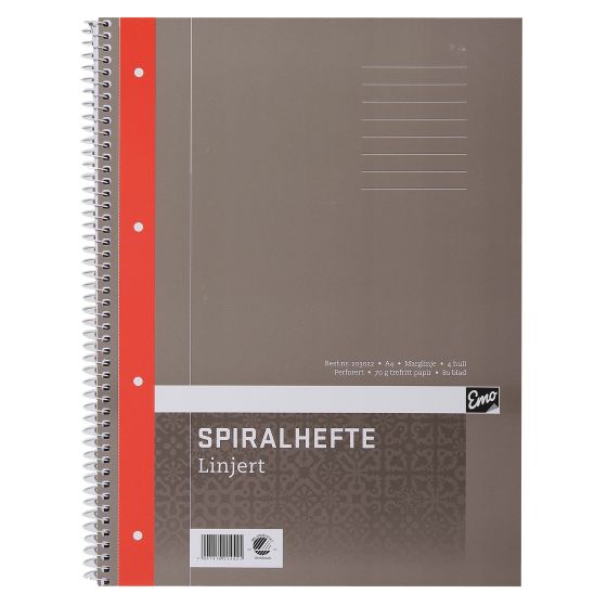 Spiralhefte EMO A4 70g 80 blad linjer Spiralhefte EMO A4 70g 80 blad linjer