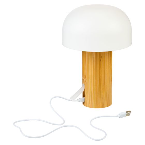 Lampe oppladbar Mushroom Hvit-natur