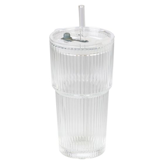 Glass med lokk og sugerør 300ml Ice Original