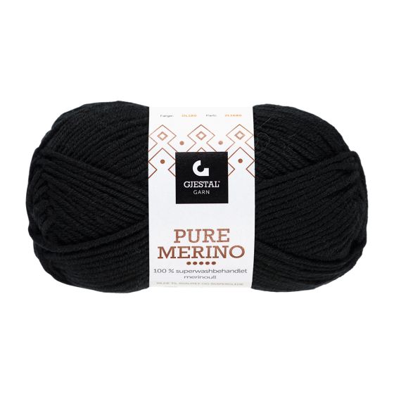 Gjestal Pure Merino superwash garnnøste 101-svart