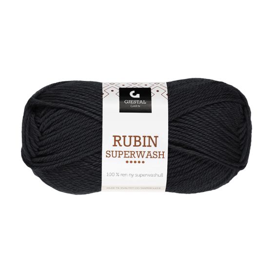 Gjestal Garn Rubin Superwash garnnøste 401-svart