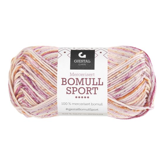 Bomull Sport 50gr garnnøste 395-rosa/oransje print.