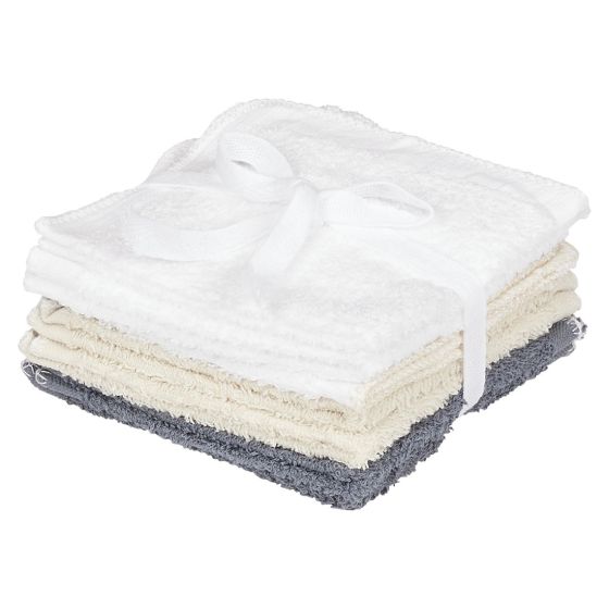 Vaskeklut 6pk hvit-beige-grå