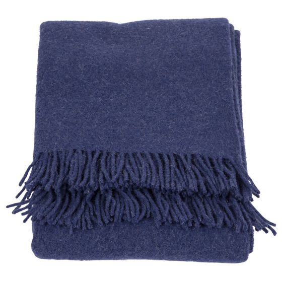 Cozy Aksdal ullpledd med frynser blå