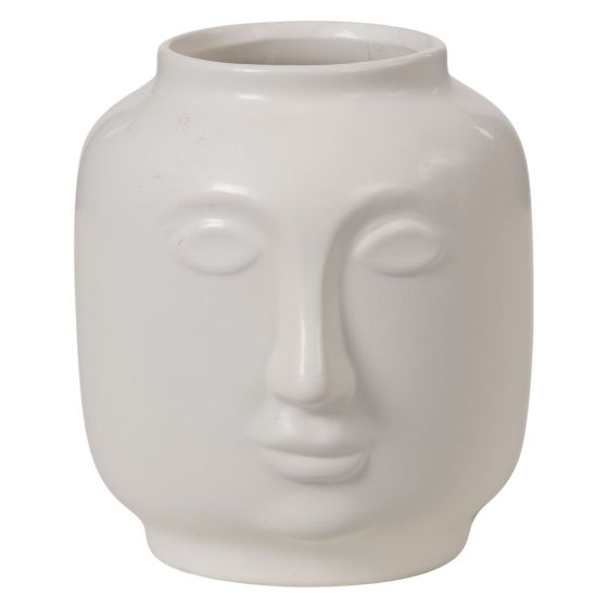 Vase med ansikt hvit