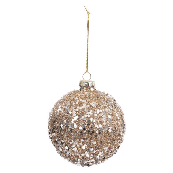 Glitter julekule i glass brun