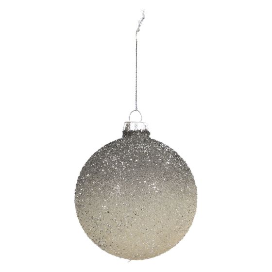 Gina julekule i glass sort-beige