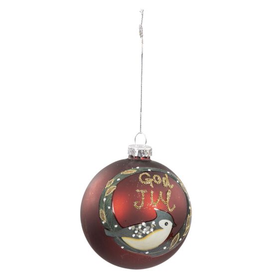 God jul julekule i glass 2pk burgunder