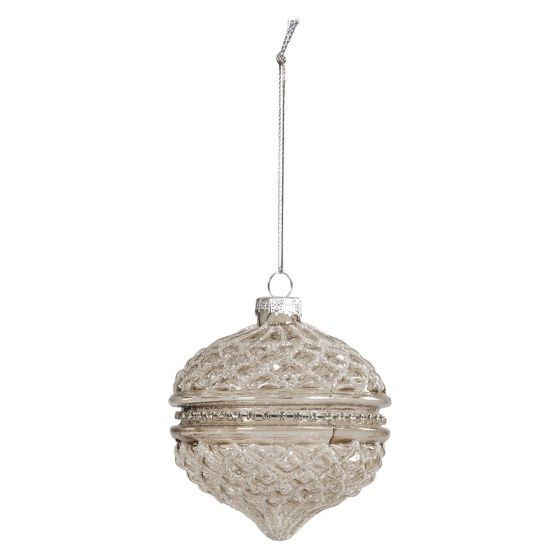 Diamond julekule i glass 2pk brun