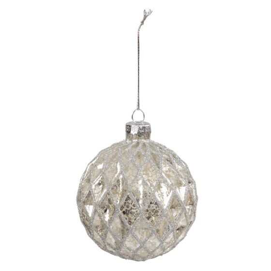 Ella julekule i glass 2pk sølv