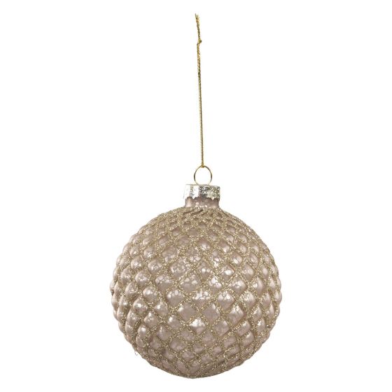 Ella julekule i glass 2pk rosa
