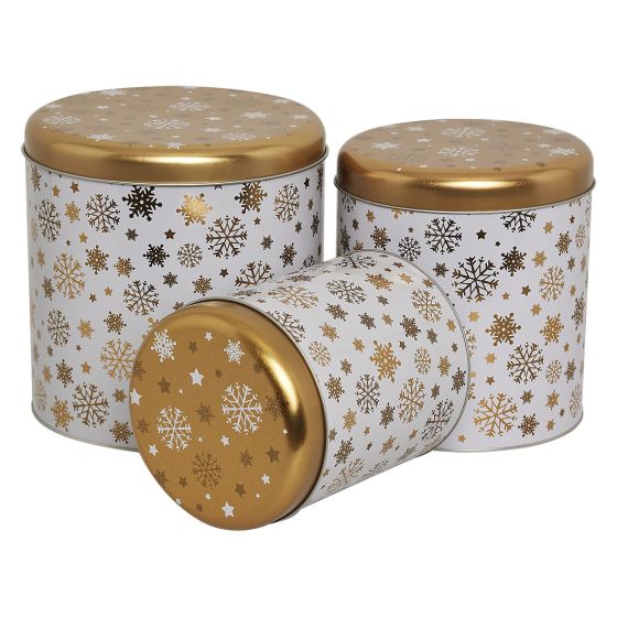 Snowflake kakebokser 3pk gull