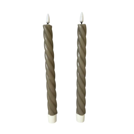 Led kronelys tvinnet 2pk Lullu beige
