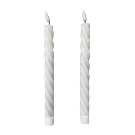 Led kronelys tvinnet 2pk Lullu hvit