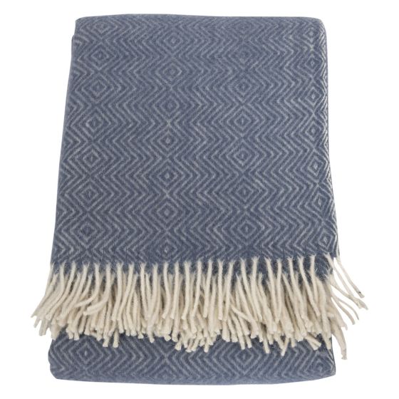 Cozy Dovre pledd blå-offwhite
