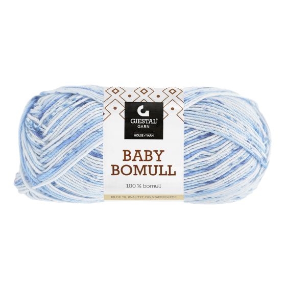 Baby bomull 50gr garnnøste 522-blå print.