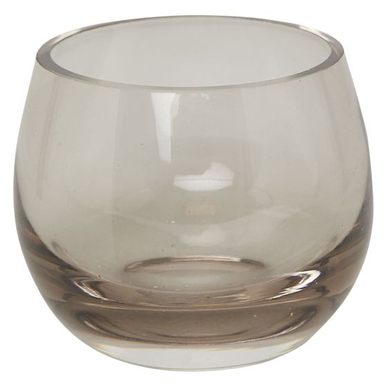 Rutle telysglass 9x9x7,5cm grå