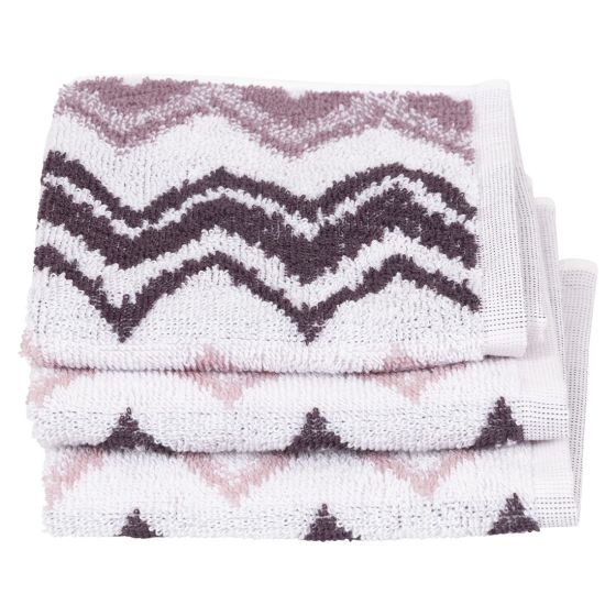 Zig Zag vaskeklut 3pk rosa.