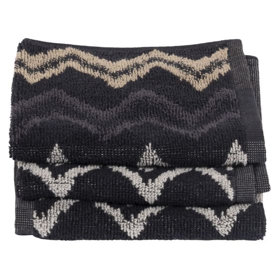 Zig Zag vaskeklut 3pk sort.